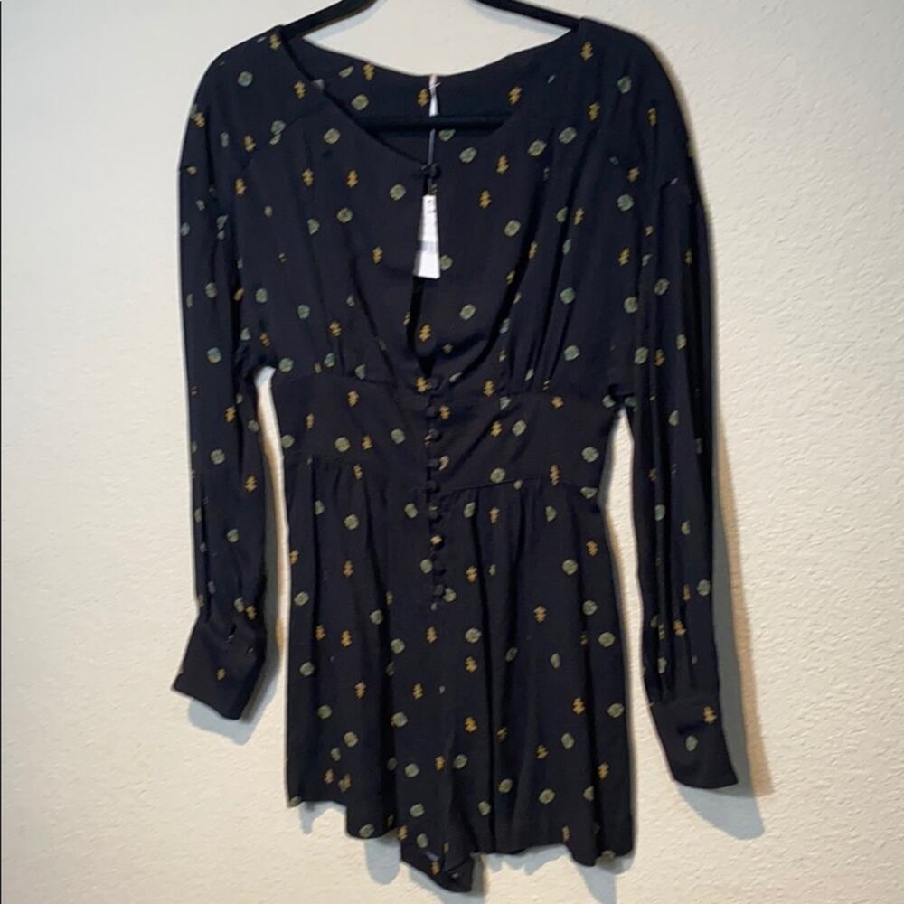 Free People Love Grows Front Button Print Romper
